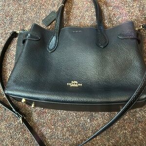 COACH black pebble leather ladies women’s handbag purse tote NWOT